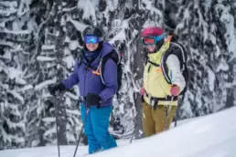 Unbridled joy: Euphoric guests, having nothing but exceptional moments on the slopes at White Grizzly cat skiing in BC, Canada.